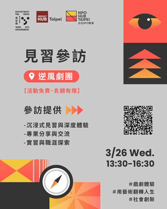 「青年社會創新組織見習參訪活動—逆風劇團」(另開新視窗/jpg檔)圖片